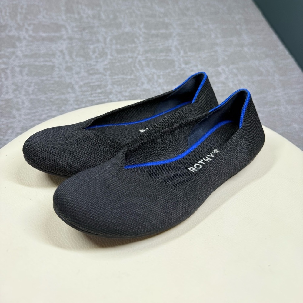 Rothy’s Round Toe Slip On Ballet Flat Black Women Size 5.5
